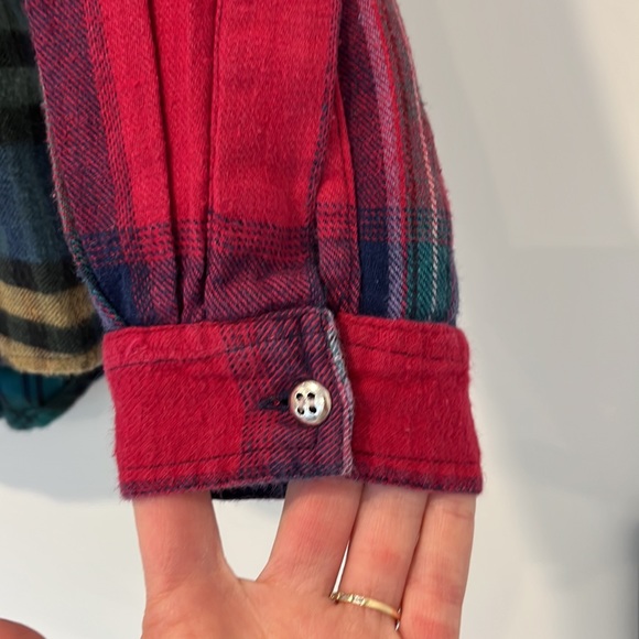 Vintage Multicolor Mixed Plaid and Embroidered Floral Button Down - Picture 3 of 6